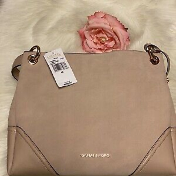 Michael Kors - Nicole Medium Leather Shoulder Bag - Ballet - Picture 9 of 12